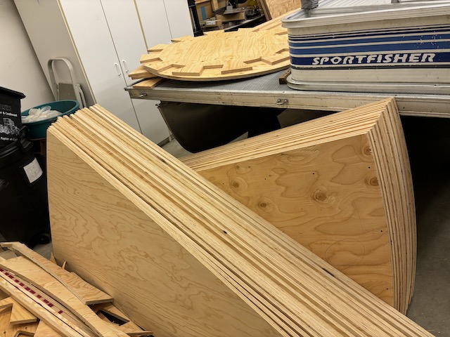 28 sheets of 4ft x 8 ft CNC machined plywood went into this massive re-useable and portable stage