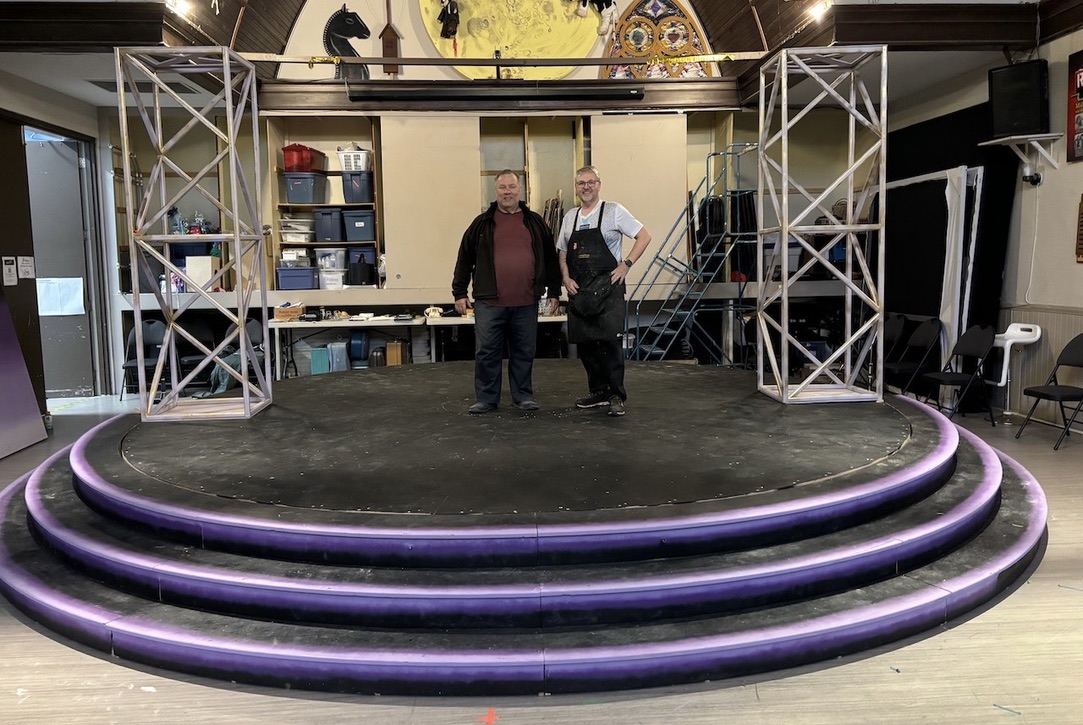 We also built a  25 ft revolving stage for a local theatre group